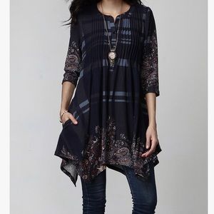 Plaid Paisley Notch Neck Pin-Tucked Handkerchief Tunic from Zulily